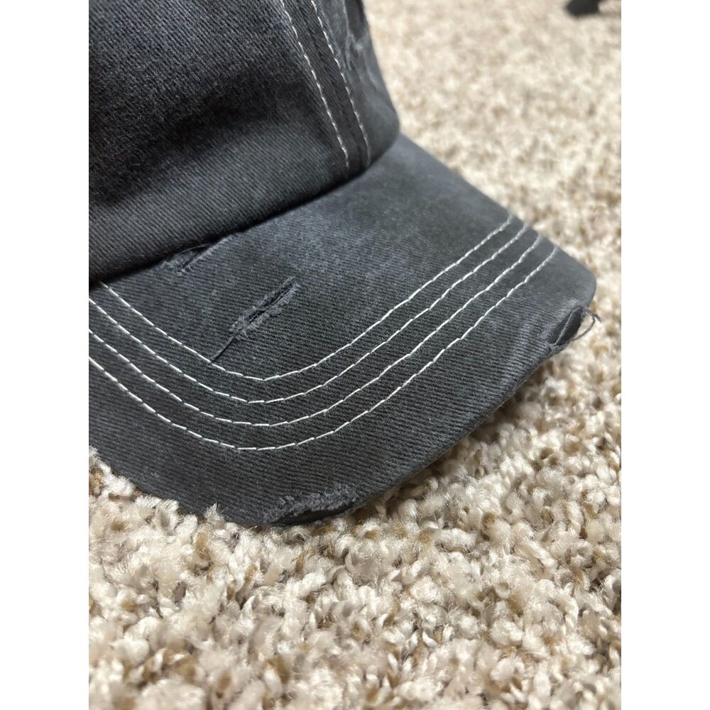 Charcoal Black Distressed Star Baseball Cap - Picture 5 of 7